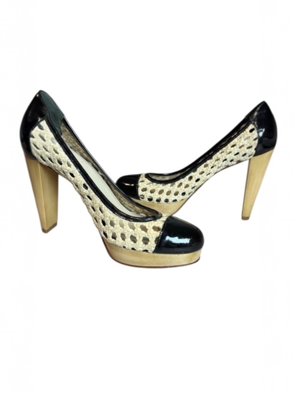 Cole Haan Stephanie Air Woven Patent Leather Cap Toe Heels Women’s Size 8B